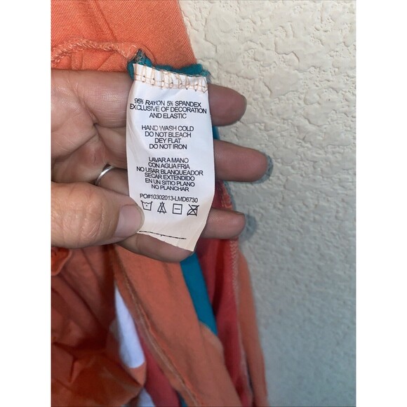 5th & Love Women Maxi Long Tank Dress Coral M V Neck Tie Back Tropical Summer - Picture 7 of 7